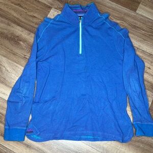 Robert Graham Classic Fit Men XL Blue 1/4 Zip Pullover Waffle Knit Sweater *